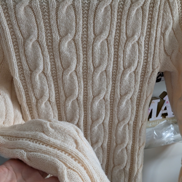 SHEIN Light Beige Cable Knit Sweater - Picture 2 of 2